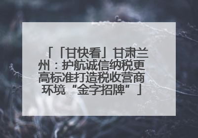 「甘快看」甘肃兰州：护航诚信纳税更高标准打造税收营商环境“金字招牌”