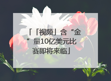 「视频」含“金”量10亿美元比赛即将来临