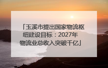 玉溪市提出国家物流枢纽建设目标：2027年物流业总收入突破千亿