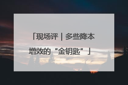 现场评｜多些降本增效的“金钥匙”