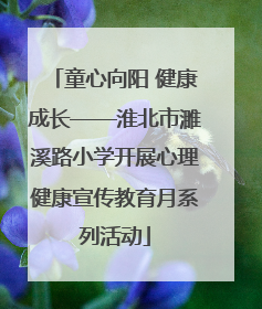 童心向阳 健康成长——淮北市濉溪路小学开展心理健康宣传教育月系列活动