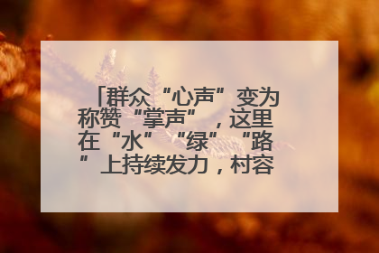 群众“心声”变为称赞“掌声”，这里在“水”“绿”“路”上持续发力，村容村貌焕然一新