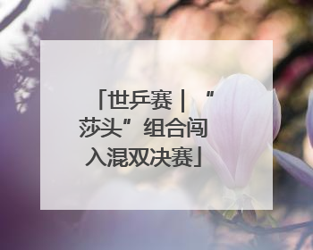 世乒赛｜“莎头”组合闯入混双决赛