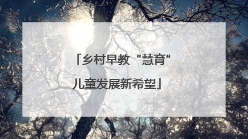 乡村早教“慧育”儿童发展新希望