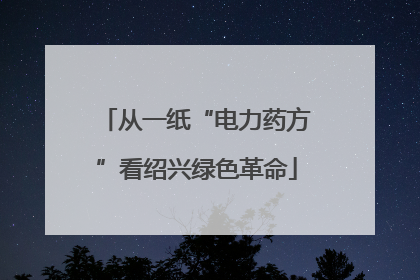 从一纸“电力药方”看绍兴绿色革命