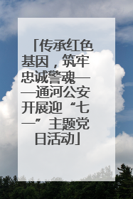 传承红色基因，筑牢忠诚警魂——通河公安开展迎“七一”主题党日活动