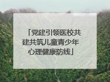 党建引领医校共建共筑儿童青少年心理健康防线