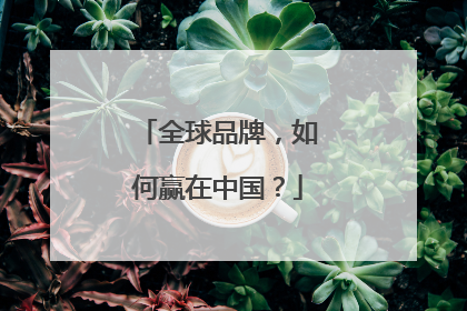 全球品牌，如何赢在中国？