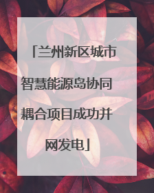 兰州新区城市智慧能源岛协同耦合项目成功并网发电