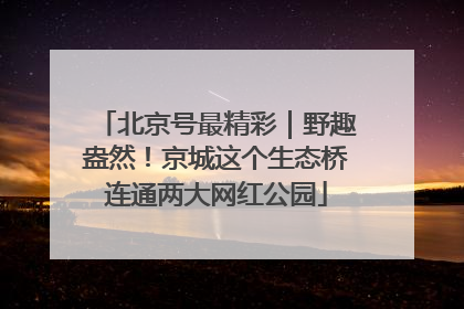 北京号最精彩｜野趣盎然！京城这个生态桥连通两大网红公园