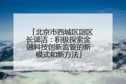 北京市西城区副区长郭洁：积极探索金融科技创新监管的新模式和新方法