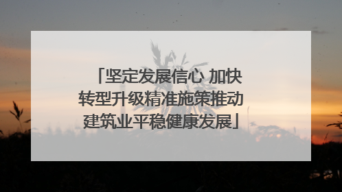坚定发展信心 加快转型升级精准施策推动建筑业平稳健康发展