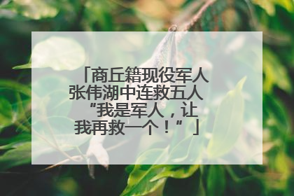 商丘籍现役军人张伟湖中连救五人 “我是军人，让我再救一个！”