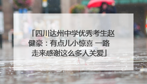 四川达州中学优秀考生赵健豪：有点儿小惊喜 一路走来感谢这么多人关爱