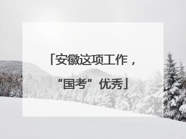安徽这项工作，“国考”优秀