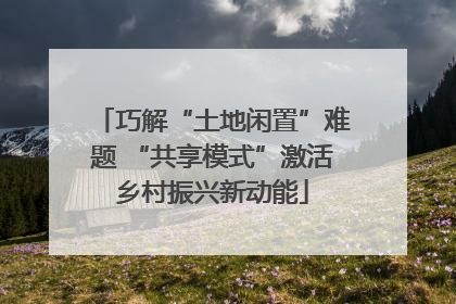 巧解“土地闲置”难题 “共享模式”激活乡村振兴新动能
