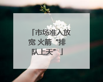 市场准入放宽 火箭“排队上天”
