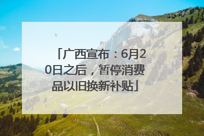 广西宣布：6月20日之后，暂停消费品以旧换新补贴