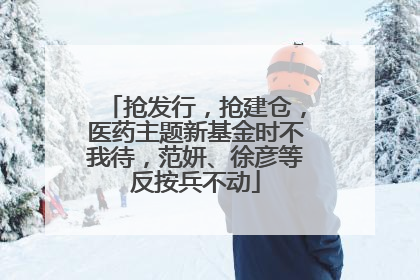 抢发行，抢建仓，医药主题新基金时不我待，范妍、徐彦等反按兵不动