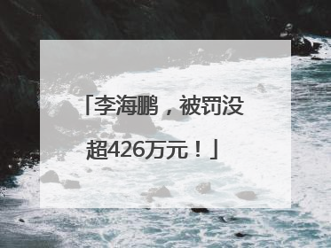 李海鹏，被罚没超426万元！
