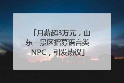 月薪超3万元，山东一景区招募语言类NPC，引发热议