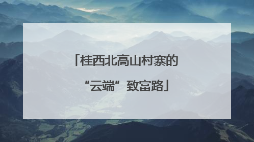 桂西北高山村寨的“云端”致富路