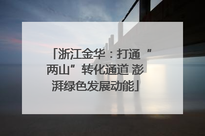 浙江金华：打通“两山”转化通道 澎湃绿色发展动能