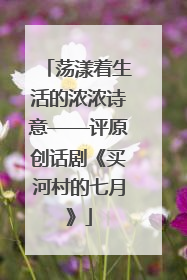 荡漾着生活的浓浓诗意——评原创话剧《买河村的七月》
