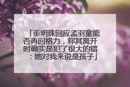 董明珠回应孟羽童能否再回格力，称其离开时确实是犯了很大的错：她对我来说是孩子