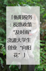 衡阳税务：税惠政策“及时雨”浇灌大学生创业“向阳花”