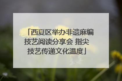 西夏区举办非遗麻编技艺阅读分享会 指尖技艺传递文化温度