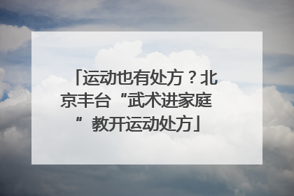 运动也有处方？北京丰台“武术进家庭”教开运动处方