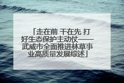 走在前 干在先 打好生态保护主动仗——武威市全面推进林草事业高质量发展综述