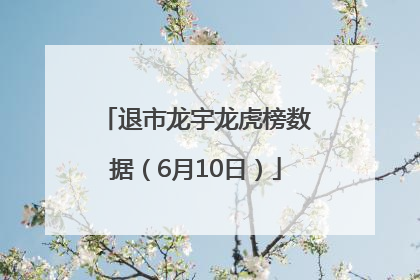 退市龙宇龙虎榜数据（6月10日）