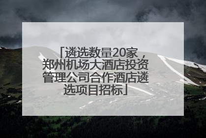 遴选数量20家，郑州机场大酒店投资管理公司合作酒店遴选项目招标