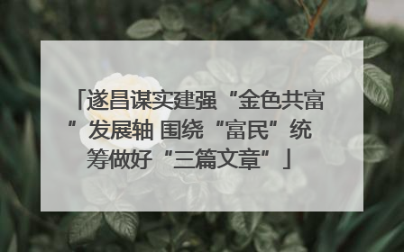 遂昌谋实建强“金色共富”发展轴 围绕“富民”统筹做好“三篇文章”