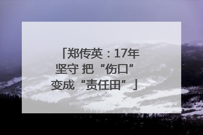 郑传英：17年坚守 把“伤口”变成“责任田”