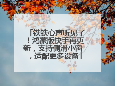 铁铁心声听见了！鸿蒙版快手再更新，支持侧滑小窗，适配更多设备