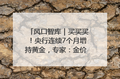 风口智库｜买买买！央行连续7个月增持黄金，专家：金价或仍易涨难跌