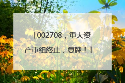 002708，重大资产重组终止，复牌！